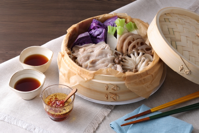 豚肉と彩り野菜のせいろ蒸し