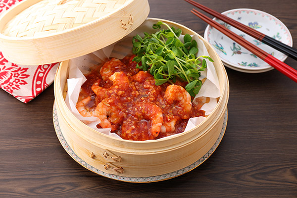 せいろでエビチリ