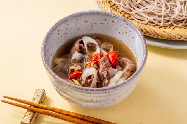 日の出みりんのレシピ 甘辛肉そばつけ麺