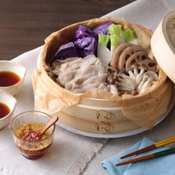 日の出みりんレシピ 豚肉と彩り野菜のせいろ蒸し