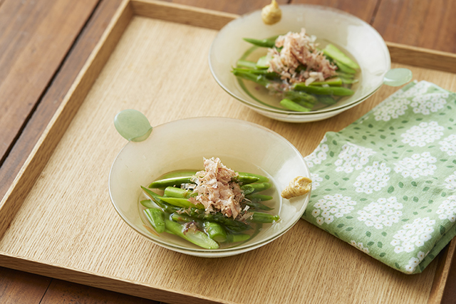 日の出みりんのレシピ アスパラの辛子お浸し